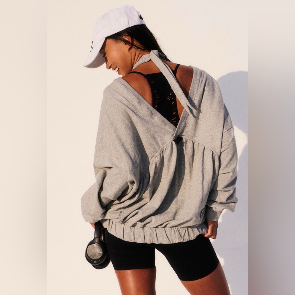 FP Movement by Free People Gray Open-Back Sweatshirt